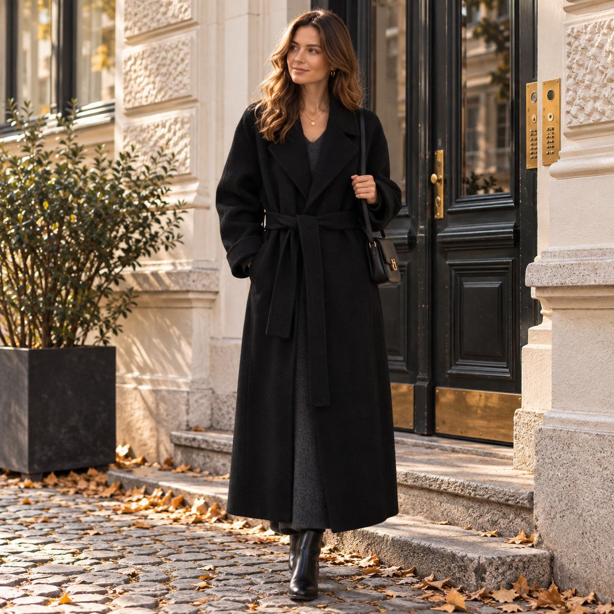 Grasmere Women's Belted Longline Coat — Soft Knit Winter Layer 7