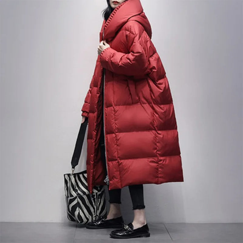 Nordic Women's Oversized Hooded Puffer Coat — Long Quilted Jacket 3