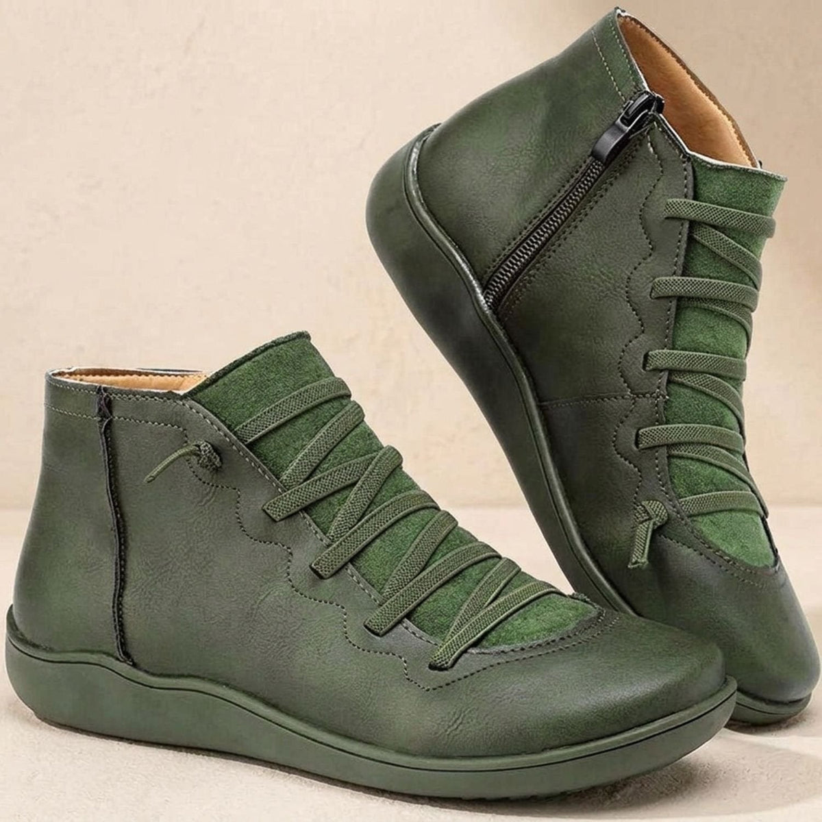 Walker Women's Orthopedic Lace-Up Ankle Boots — Side Zip Comfort 6