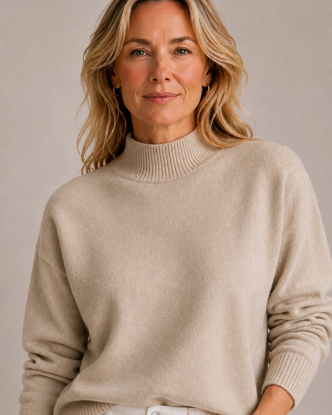 Audley Women's Fine Knit Roll Neck Jumper — Elegant High Collar 4