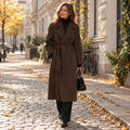 Belted Longline Winter Coat — Tailored Soft-Knit Warm Layer