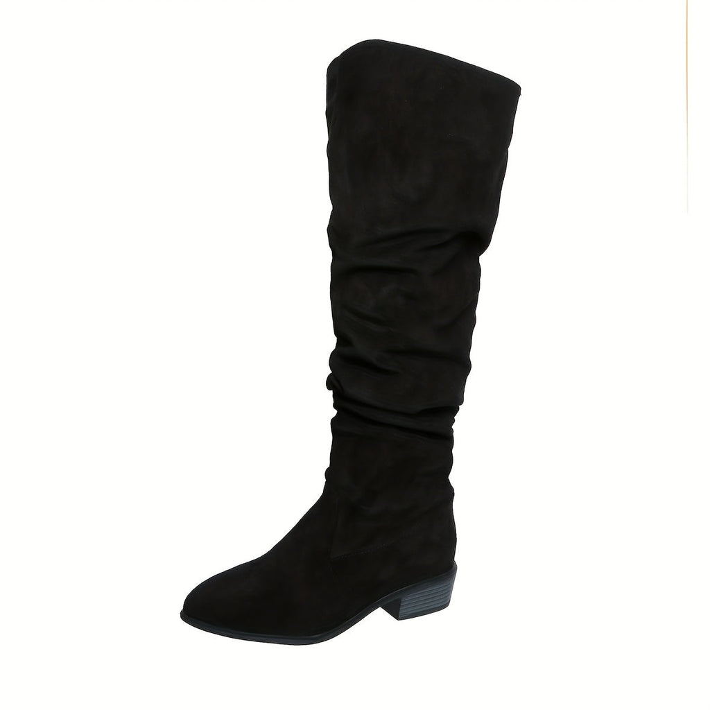 Astrid Women's Overknee Pull-On Boots — Block Heel Faux Suede 5