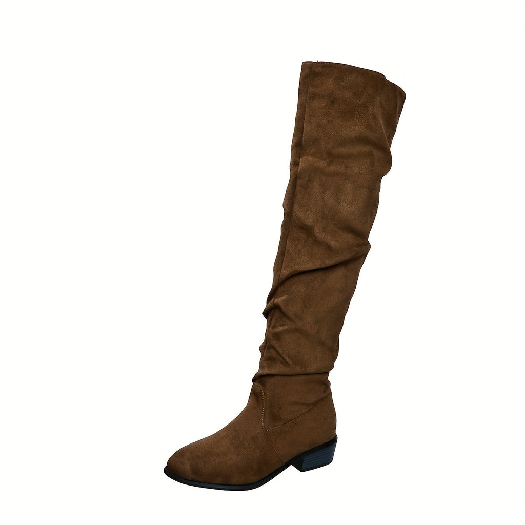 Astrid Women's Overknee Pull-On Boots — Block Heel Faux Suede 7
