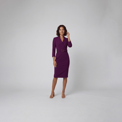 Audrey Women's Tailored Belted Dress — Knee-Length Elegant Day Dress 8