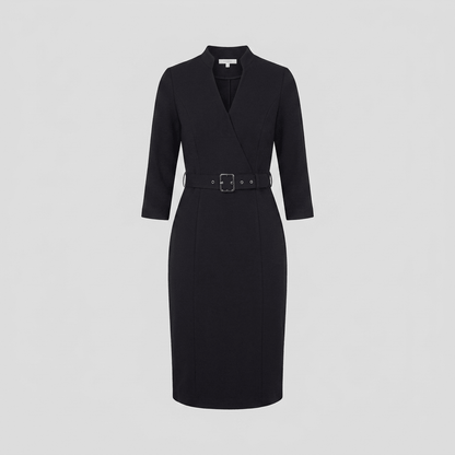 Audrey Women's Tailored Belted Dress — Knee-Length Elegant Day Dress 9