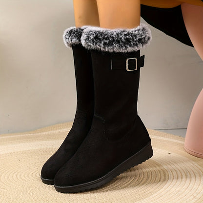 Aviemore Women's Tall Winter Boots — Faux Fur Trim & Buckle Detail 2