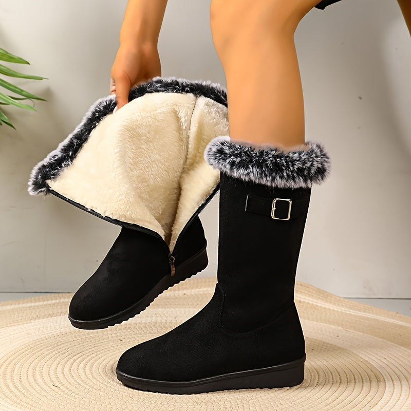 Aviemore Women's Tall Winter Boots — Faux Fur Trim & Buckle Detail 1
