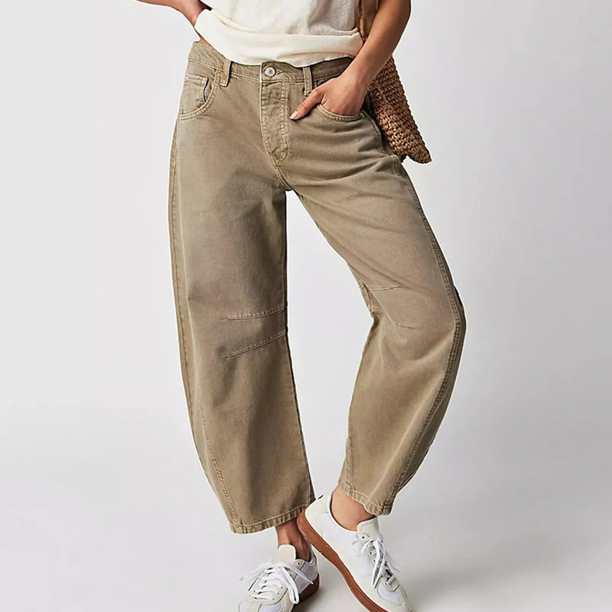 Barrel Leg Jeans — Mid Rise Relaxed Fit Curved Silhouette 4