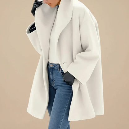 Bloomsbury Women's Midi Swing Coat — Oversized A-Line, Wide Collar 3