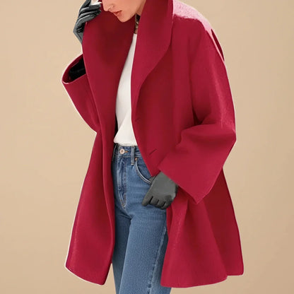 Bloomsbury Women's Midi Swing Coat — Oversized A-Line, Wide Collar 4