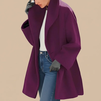 Bloomsbury Women's Midi Swing Coat — Oversized A-Line, Wide Collar 5