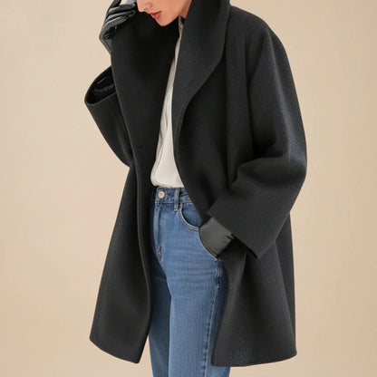 Bloomsbury Women's Midi Swing Coat — Oversized A-Line, Wide Collar 6