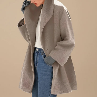 Bloomsbury Women's Midi Swing Coat — Oversized A-Line, Wide Collar 1