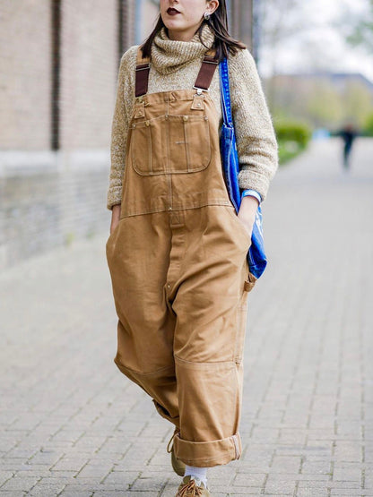 Brixton Women's Canvas Dungarees — Relaxed Fit Bib Overalls with Pockets 4