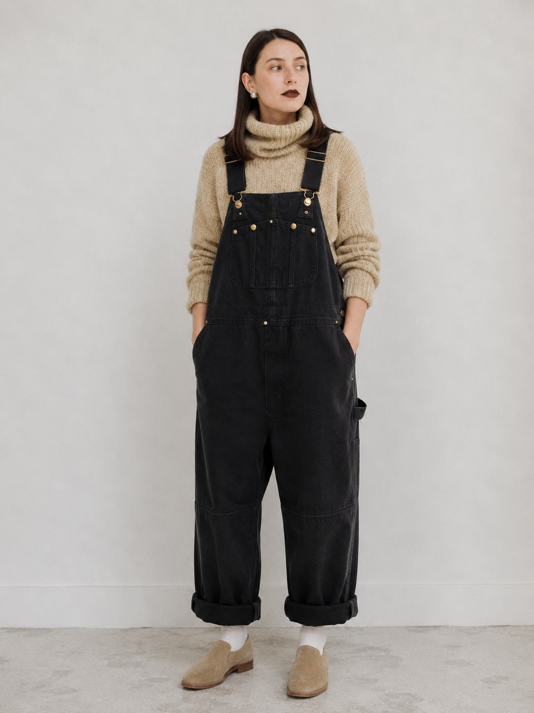 Brixton Women's Canvas Dungarees — Relaxed Fit Bib Overalls with Pockets 5