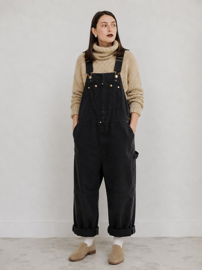 Brixton Women's Canvas Dungarees — Relaxed Fit Bib Overalls with Pockets 5