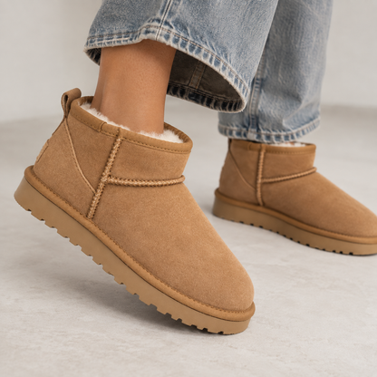 Brompton Women's Faux Suede Ankle Boots — Faux Fur Lined, Grip Sole 4