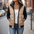 Women's Mixed-Media Puffer Jacket — Quilted & Knit Sleeves 1