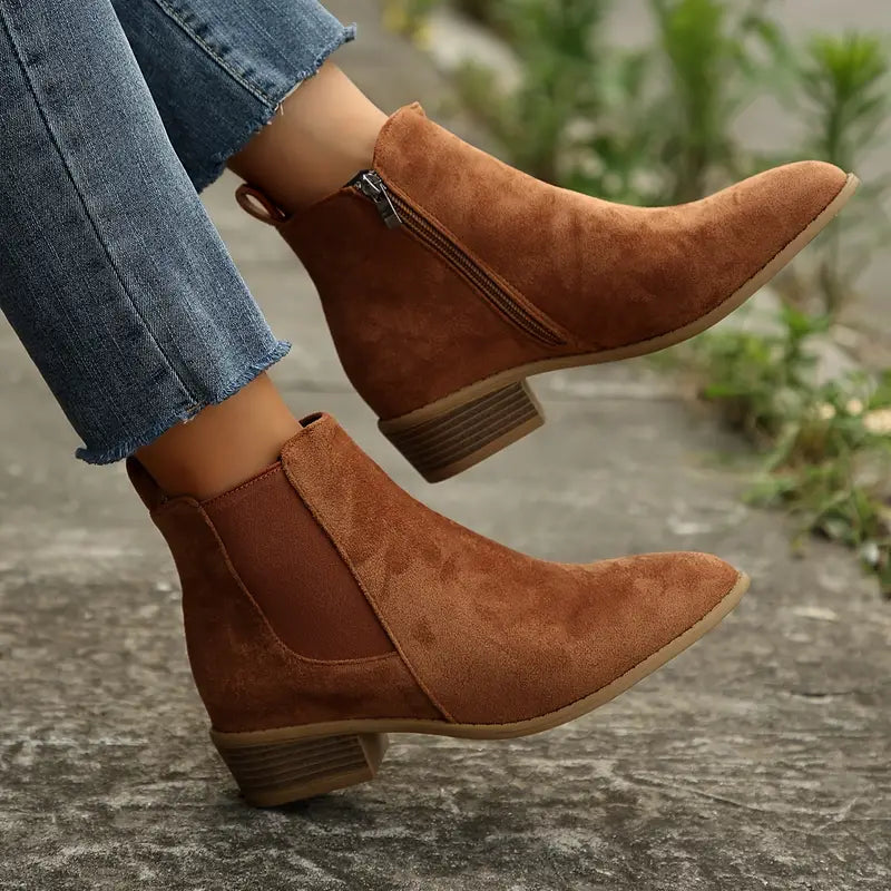 Chester Women's Chelsea Boots — Faux Suede Classic Pull-On 1