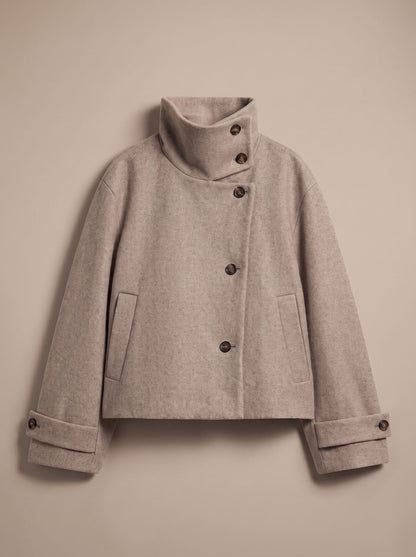 Chiswick Women's Cropped Stand-Collar Coat — Button-Front Jacket 2