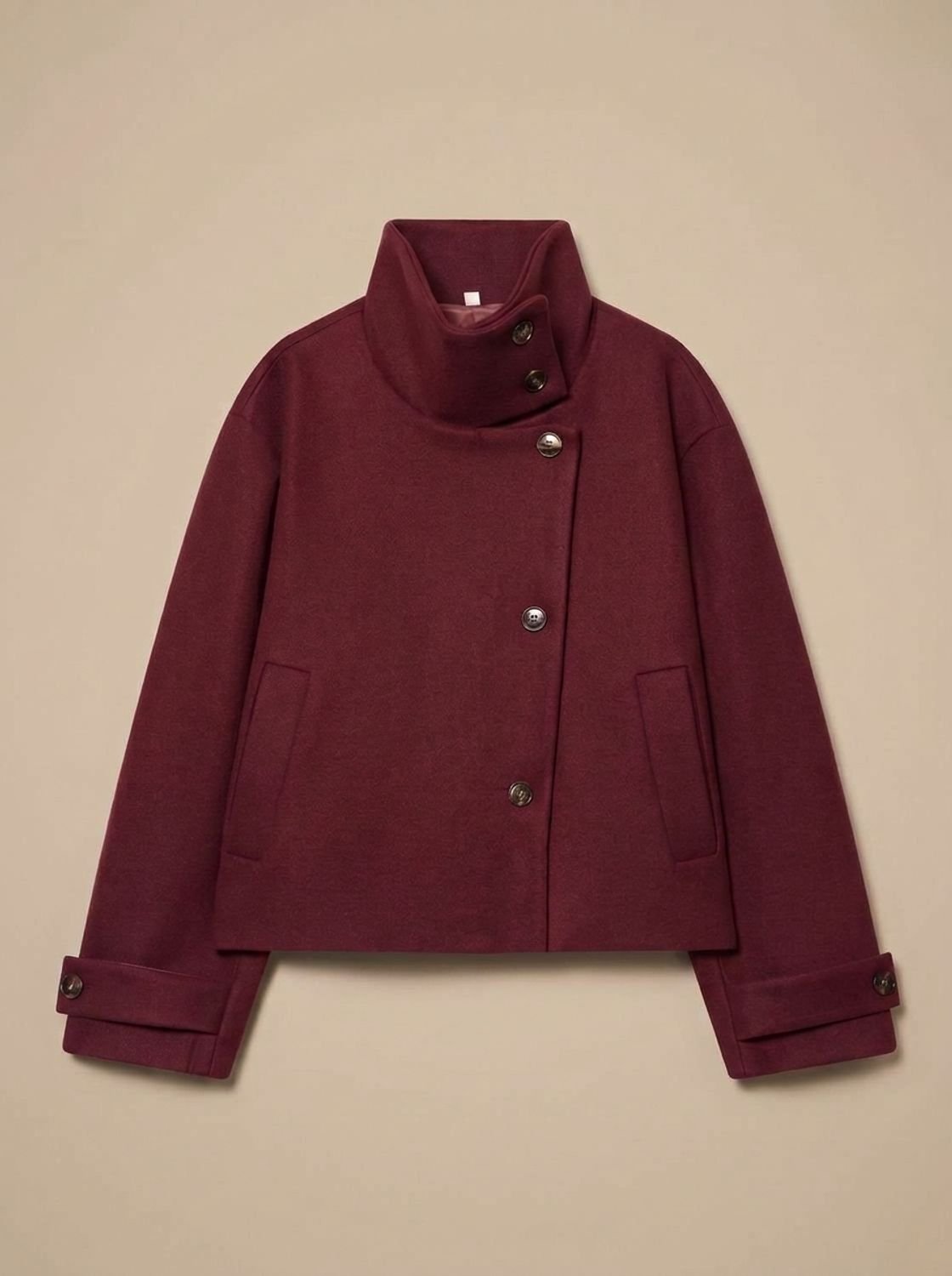 Chiswick Women's Cropped Stand-Collar Coat — Button-Front Jacket 4