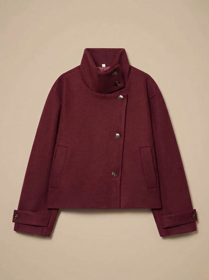 Chiswick Women's Cropped Stand-Collar Coat — Button-Front Jacket 4
