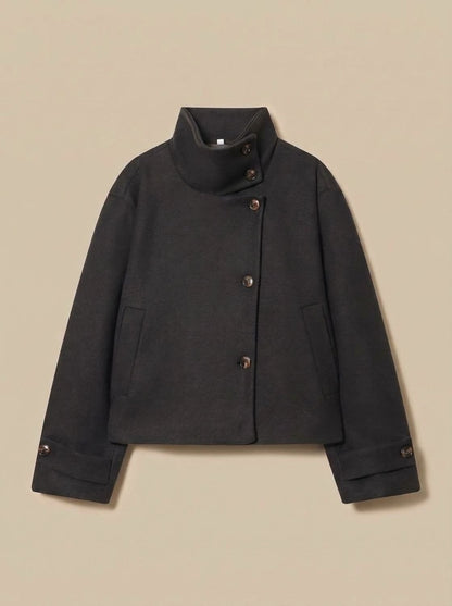 Chiswick Women's Cropped Stand-Collar Coat — Button-Front Jacket 5