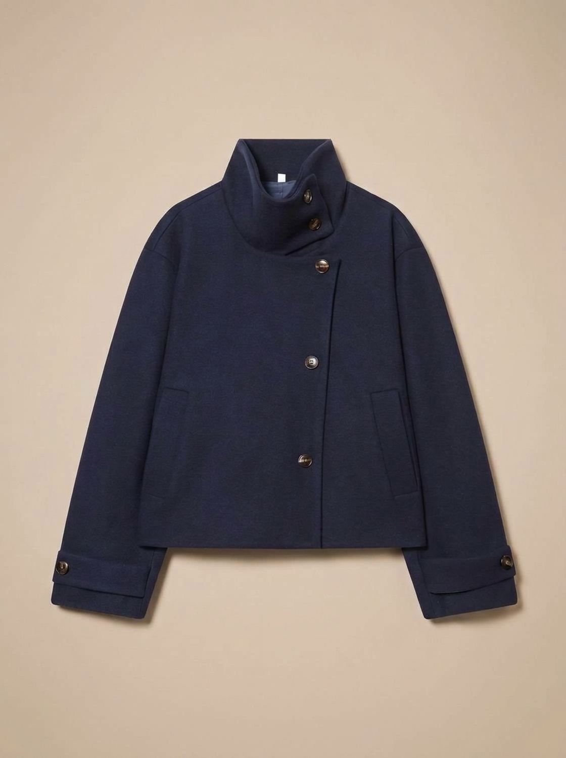 Chiswick Women's Cropped Stand-Collar Coat — Button-Front Jacket 6