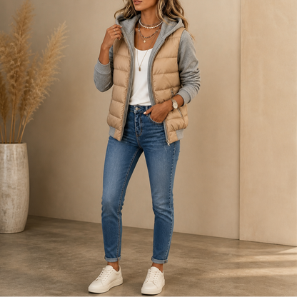 Clara Women's Hybrid Puffer Jacket — Quilted Body & Knit Sleeves 5