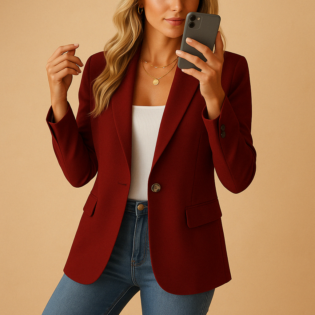 Classic Fitted Women's Blazer — Single Button & Flap Pockets 5