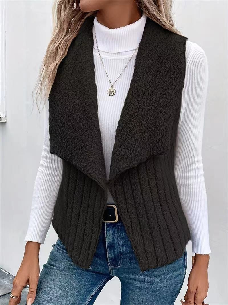 Cosette Women's Faux Fur Gilet — Open-Front Fluffy Sleeveless Layer 10