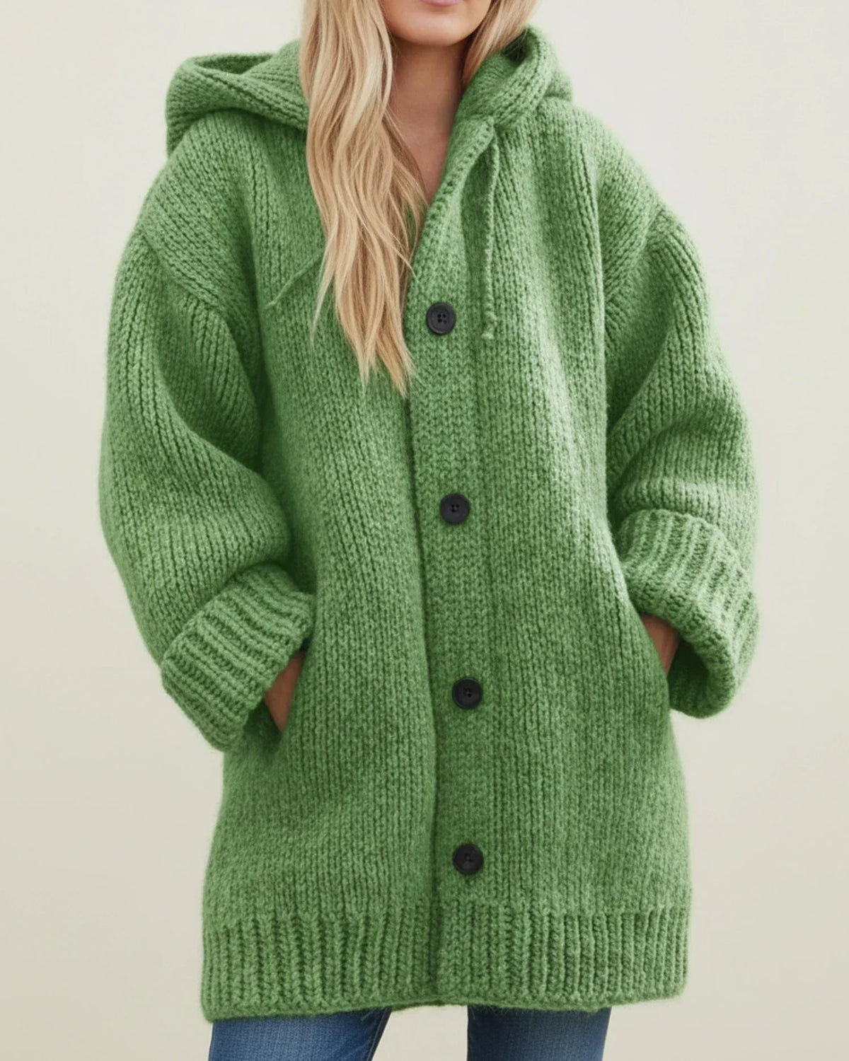 Cumbria Women's Hooded Cardigan Coat — Oversized Button-Front Knit 4