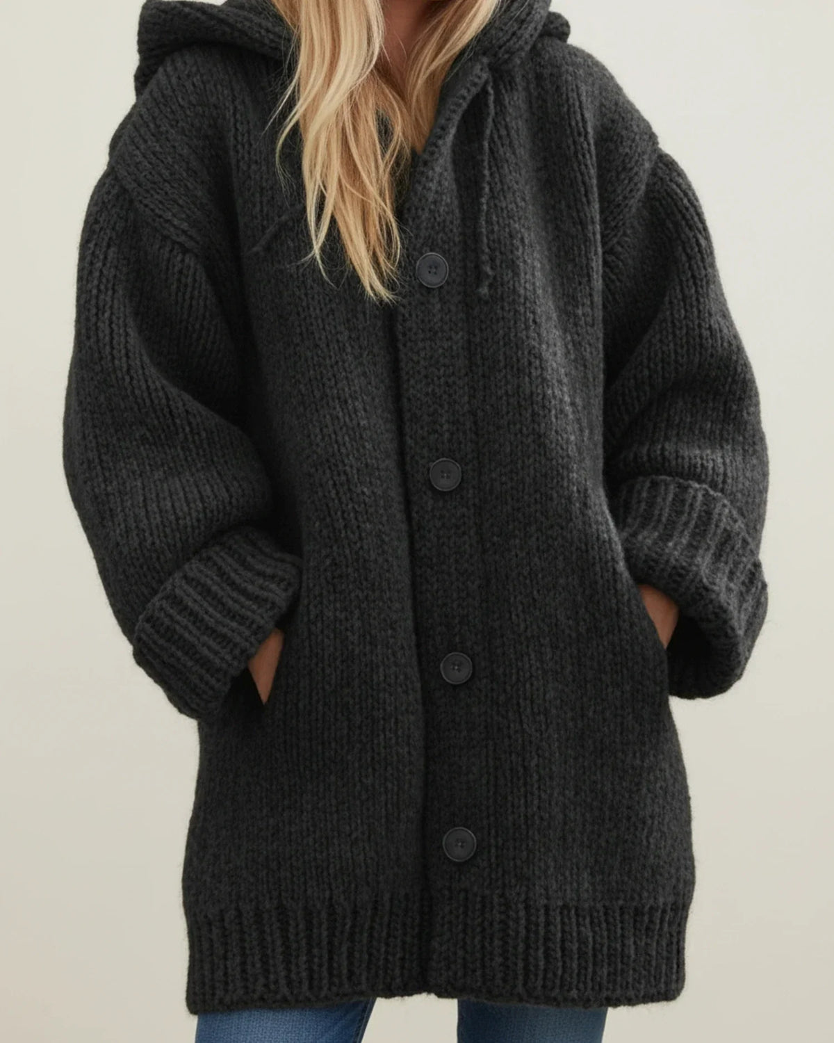 Cumbria Women's Hooded Cardigan Coat — Oversized Button-Front Knit 5