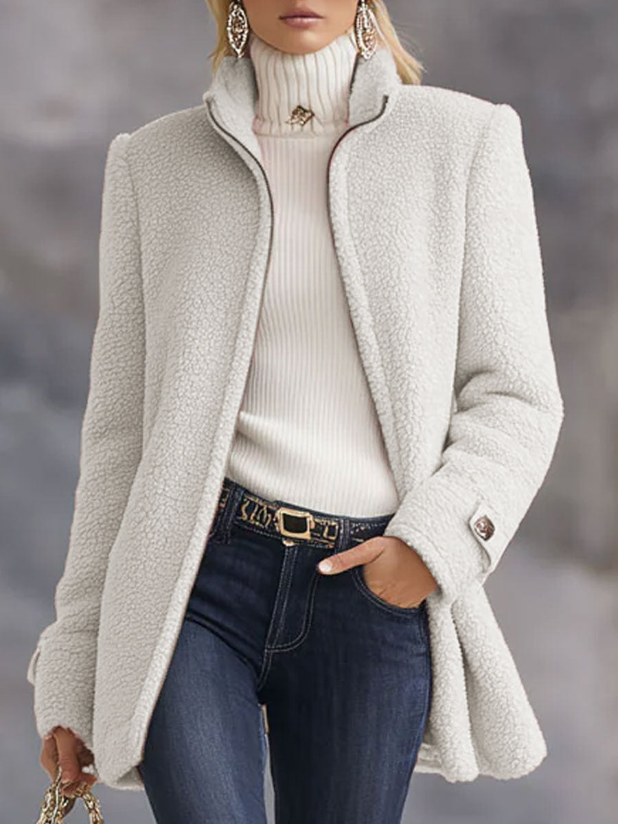 Dalston Women's Fleece Zip-Up Jacket — Vintage Stand Collar 8