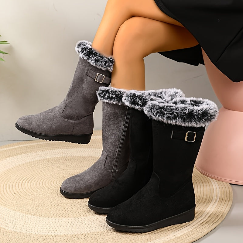Faux Fur-Trim Tall Winter Boots — Warm Plush Lining 5