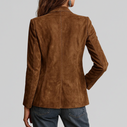 Fernley Women's Suede-Touch Blazer — Tailored Relaxed Fit Jacket 2