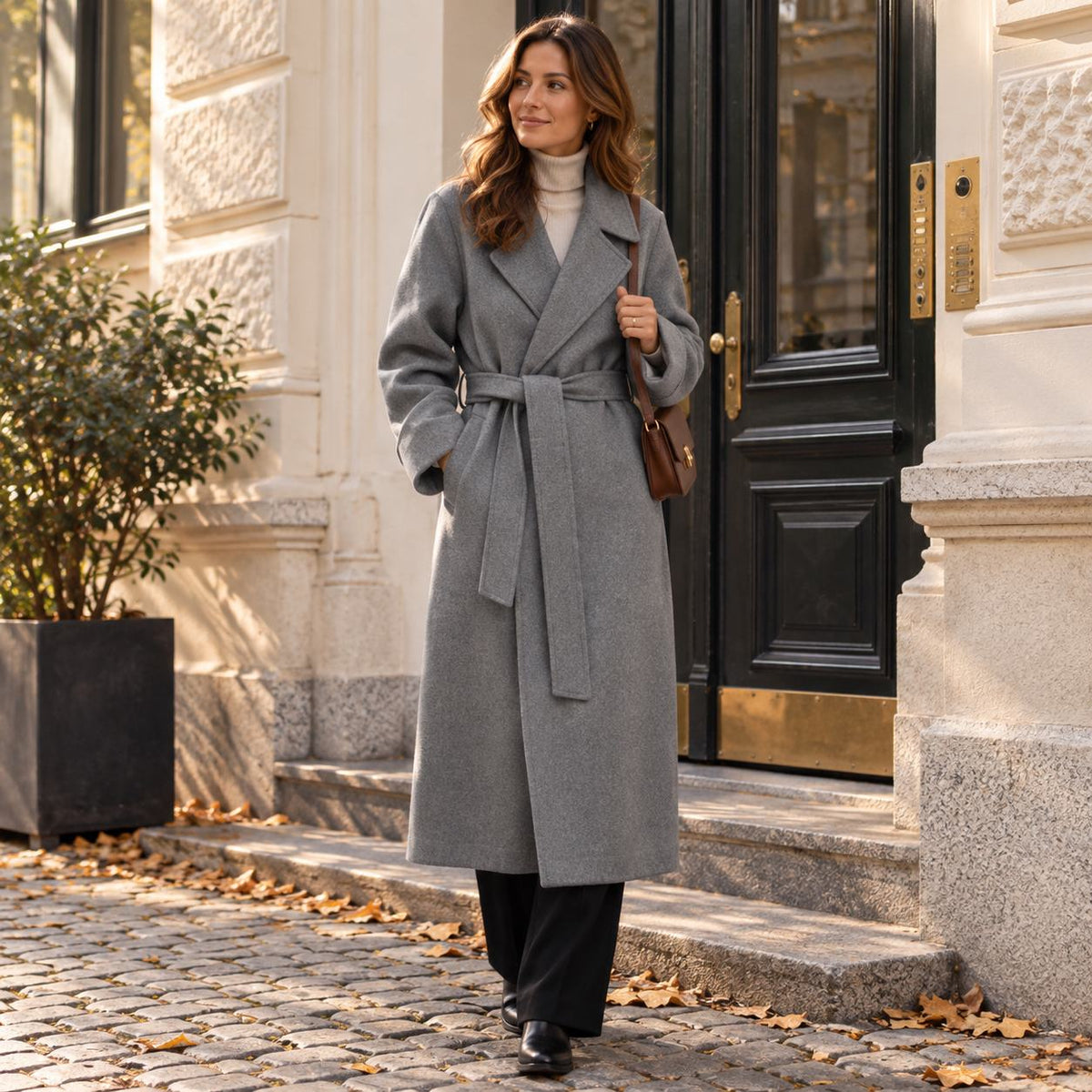 Grasmere Women's Belted Longline Coat — Soft Knit Winter Layer 6