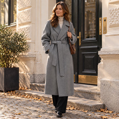 Grasmere Women's Belted Longline Coat — Soft Knit Winter Layer 6