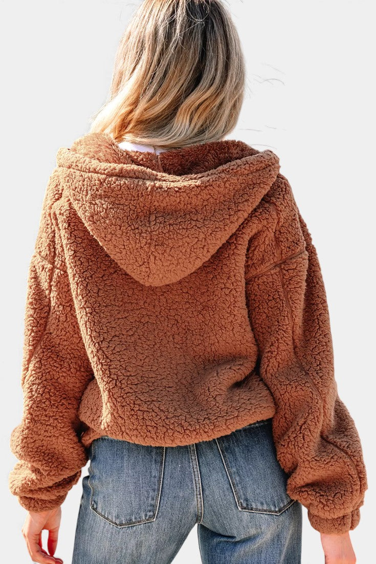 Women's Hooded Teddy Jacket — Full Zip Relaxed Fit 4