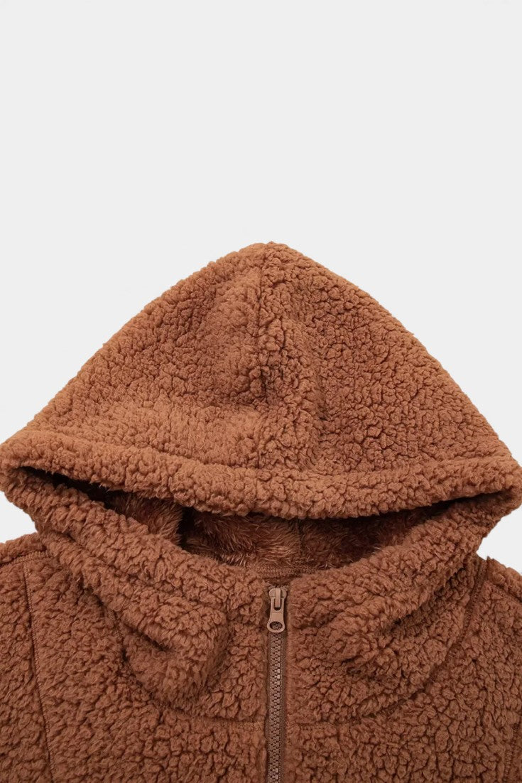 Women's Hooded Teddy Jacket — Full Zip Relaxed Fit 5
