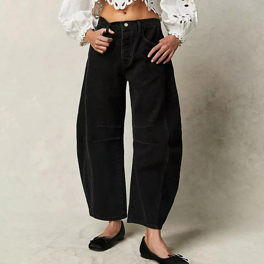 Harlow Women's Barrel Leg Jeans — Mid Rise Curved Relaxed Fit 2