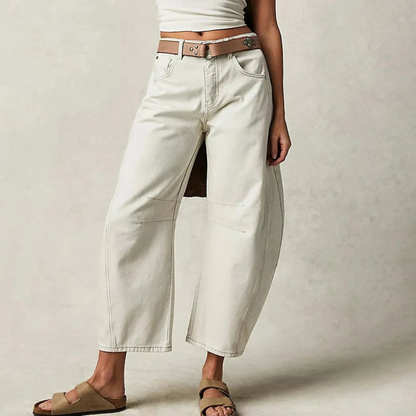 Harlow Women's Barrel Leg Jeans — Mid Rise Curved Relaxed Fit 3