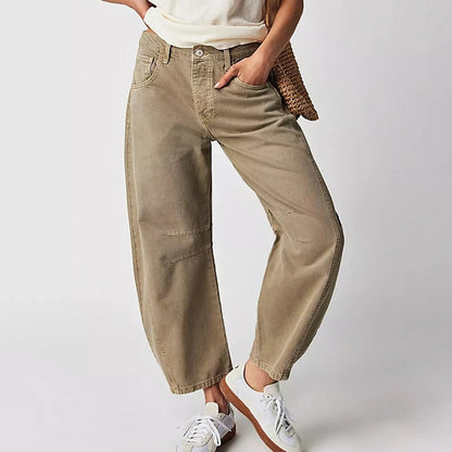 Harlow Women's Barrel Leg Jeans — Mid Rise Curved Relaxed Fit 4