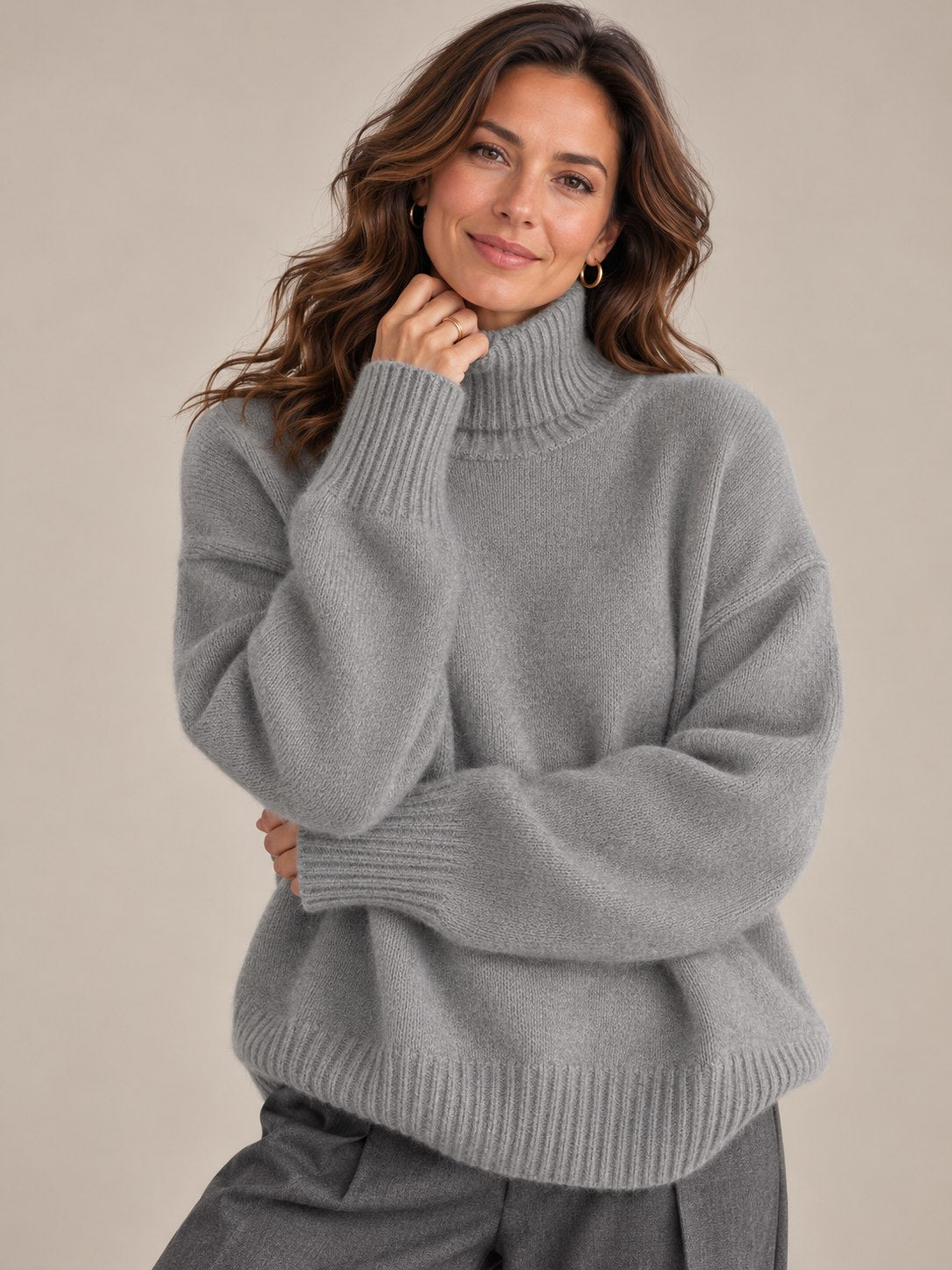 Hepburn Women's Roll Neck Jumper — Classic High Collar Knit 3