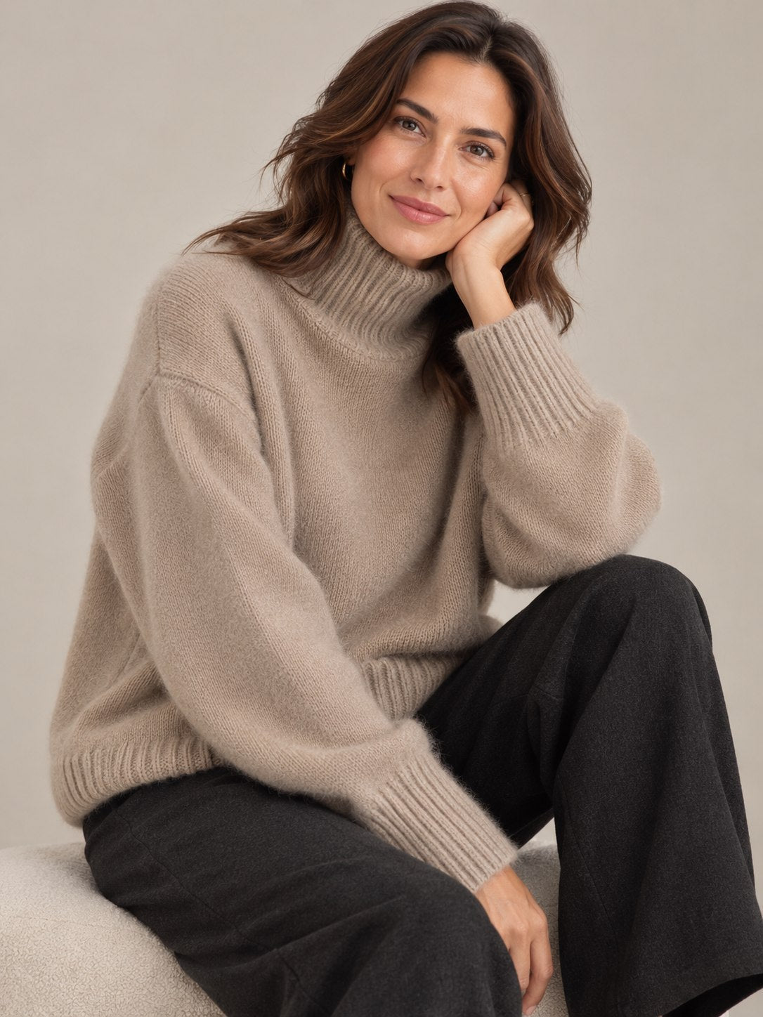 Hepburn Women's Roll Neck Jumper — Classic High Collar Knit 5