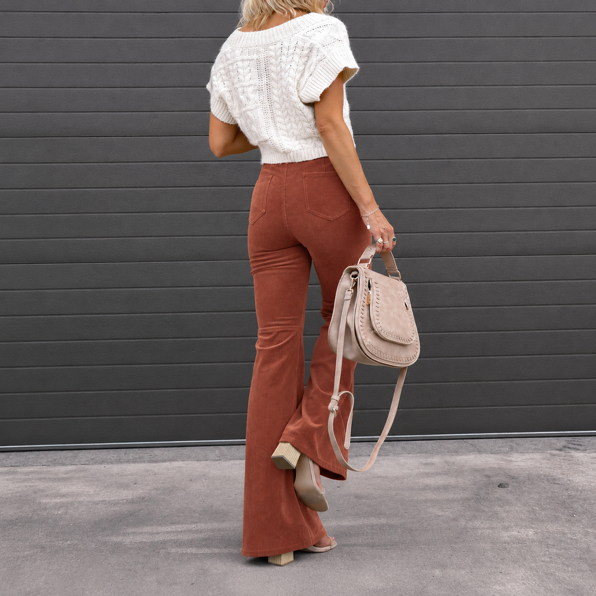 Carnaby Women's High Waist Flared Corduroy Trousers — Retro 70s 2