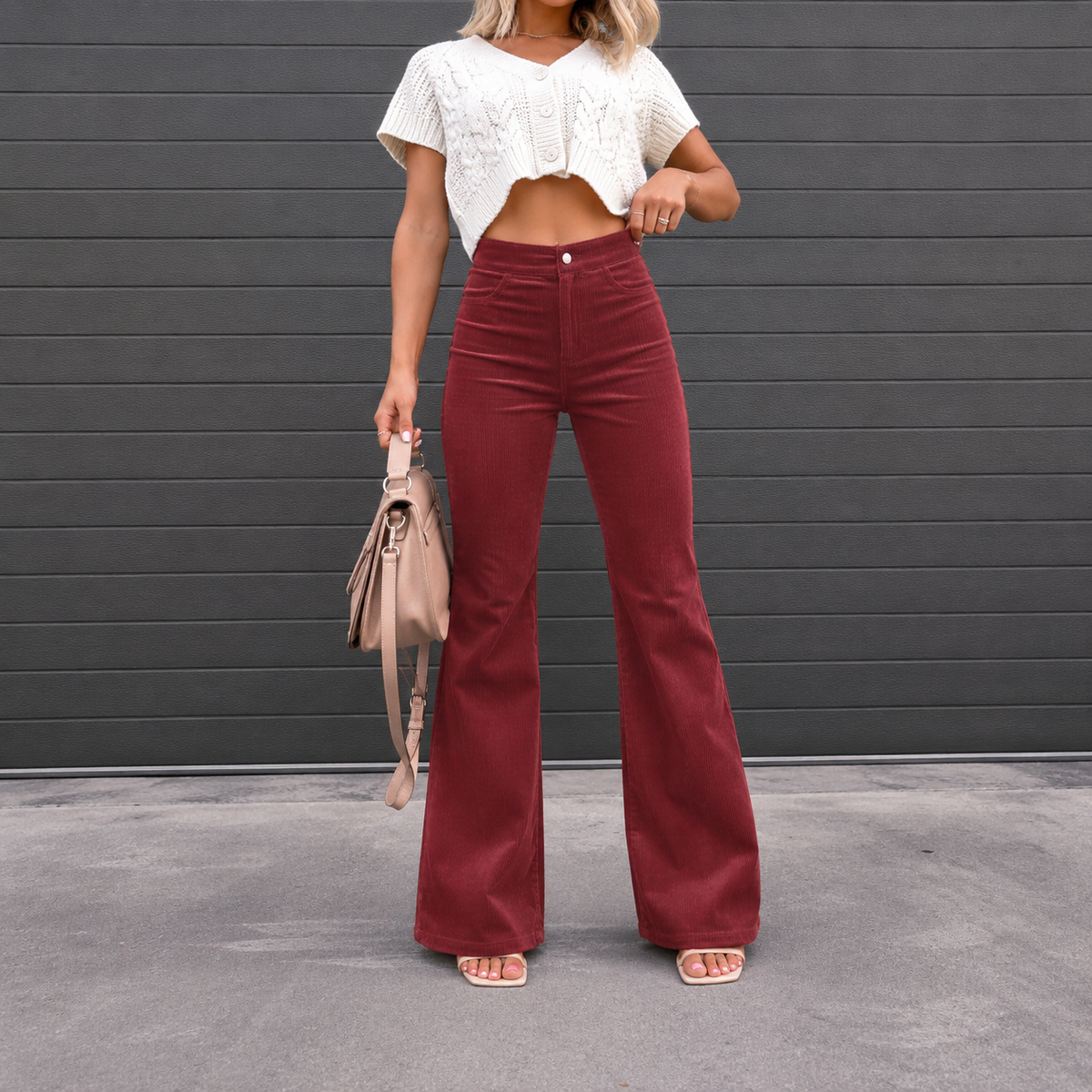 Carnaby Women's High Waist Flared Corduroy Trousers — Retro 70s 4