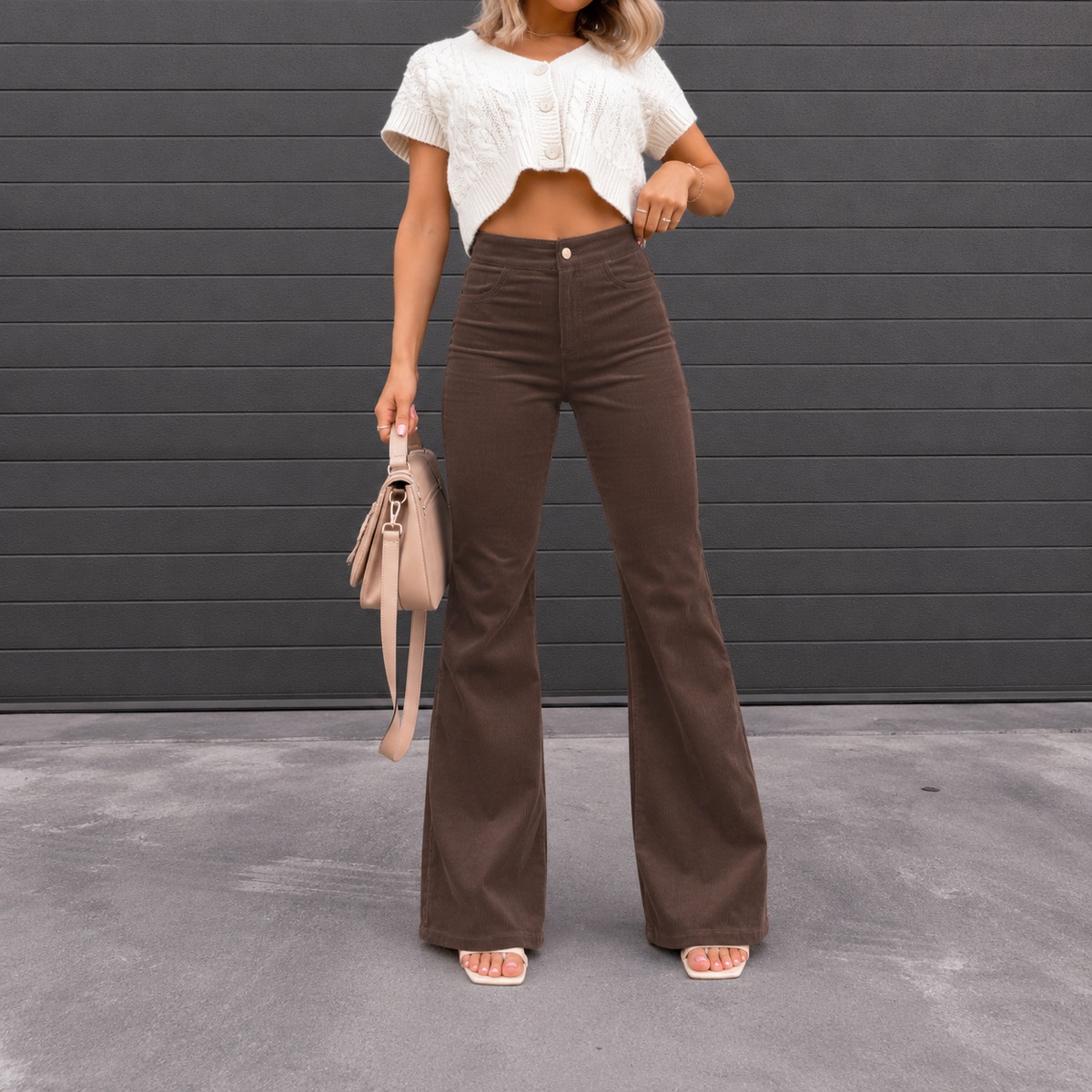 Carnaby Women's High Waist Flared Corduroy Trousers — Retro 70s 6