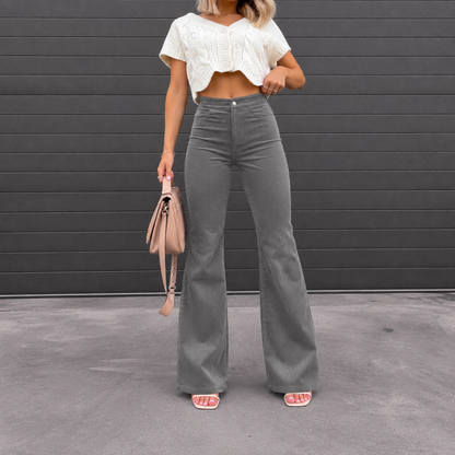 Carnaby Women's High Waist Flared Corduroy Trousers — Retro 70s 8