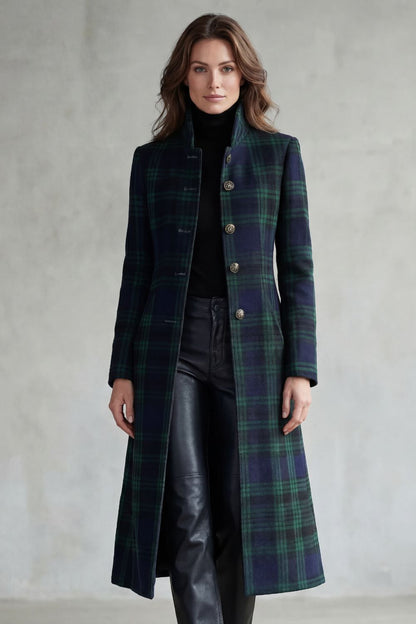 Highland Women's Tartan Coat — Wool-Look Check Overcoat 2